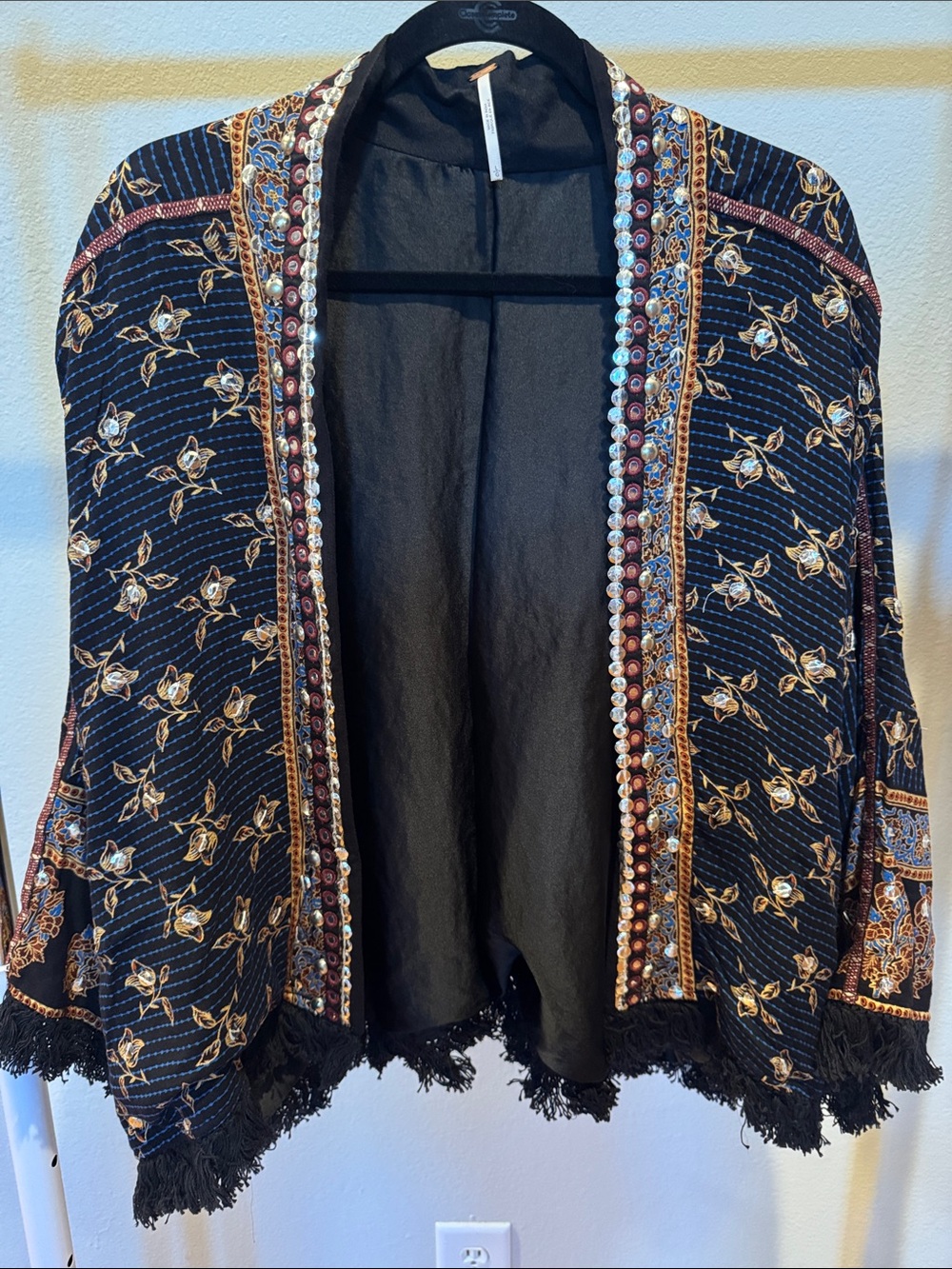 $228 FREE PEOPLE Bohemian Embellished Kimono! OVERSIZED L